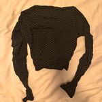 Brandy Melville Vintage Black Polka Dot Tie-Front Long-Sleeve Top Photo 5