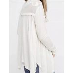 Free People To the Sea Lace Cream Oversized Long-Sleeve Henley Blouse Top, M Photo 1