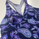 Lands' End  Swim top Tankini Womens Purple Paisley Razorback Built in Bra Size 8 Photo 2