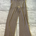 Splendid  Ribbed Knit Lounge Pants Wide Leg Drawstring Beige Small Photo 0