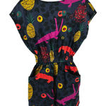 LHD Romper Shorts Faux Wrap Elastic Pineapple Fruits Art Deco Art to Wear S NWT Photo 0