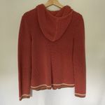 Lands' End coral vintage knit full zip hooded sweater brown beige stripes cotton Photo 7