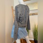 J.Crew Grey Silver Sparkle Beaded Accents Crewneck Sweatshirt Women’s Holiday M Photo 4