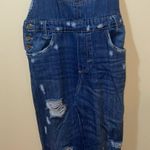 ZARA Womens  Trafaluc Denimwear Bib Dark Wash Overalls Skinny Distressed Pockets Photo 2