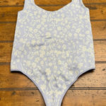 Free People  Intimately Floral Print Thong Bodysuit Lavender Cream M Photo 0