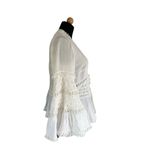 Alexis  White Top Lace Details Ruffle Sleeve And Front Opening Size S MSRP $350 Photo 4
