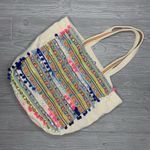 America and beyond colorful rainbow Pom Pom tassel hand bag tote purse beach bag Pink Photo 7