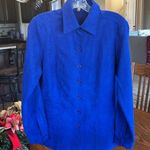 Notations Royal Blue Velvety Faux Suede Button Down Photo 3