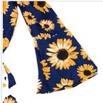 SheIn Romper Off the Shoulder Navy‎ Yellow Sunflower Boho Flounce Bell Sleeve Size XL Photo 2
