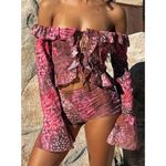 White Fox Boutique  - Breaking Free Long Sleeve Sheer Tie Front Top in Spellbound Photo 3