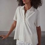 James Perse High Twist Jersey Oversized Polo Brown V-Neck Top NWT Size 0 XS Photo 2