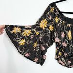 Free People  Last Time Printed Floral Top Black Ruffle Photo 7
