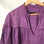 ZARA  Purple V-Neck Peasant Long Sleeve Blouse M Photo 2