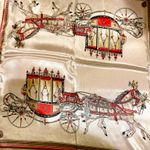 VINTAGE EQUESTRIAN horse&carriage baby pink/ivory silky SCARF 35’/35’ inches Pink Photo 3