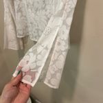 White semi sheer floral long sleeve top Size 6 Photo 6