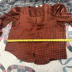 Levi's Size XL Rust Brown Satin Plaid Vneck top Long Sleeve Blouse Photo 8