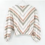 ZARA  Linen Tie Crop Top Balloon Sleeve Pastel Striped Size Small Photo 4