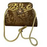Vintage Victor Costa Made in Hong Kong Gold Jacquard Embellished Shoulder Bag Brown Photo 3