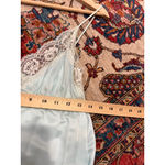 Vintage Sears Satin Nightgown Aqua Blue Lace Trim Long Slip Dress S 32/34 USA White Photo 4