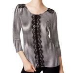 Maison Jules Womens Lace Trim Knit Blouse Photo 0