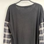 Drew  black lagenlook grey black long sleeve T-shirt flannel sleeves size large Photo 9