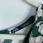 ZARA  Green Floral Romper Playsuit Size Medium Flowy Long Sleeve Summer Photo 3