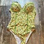 SheIn Floral Yellow and Green One-Piece Swimsuit Size Small Photo 0