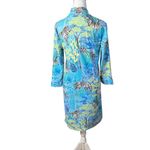 J. McLaughlin  Gardenia Dress Small Blue Multi Equine Garden Catalina Cloth Zebra Photo 4