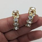 Monet Chunky Gold Crystal Hoop Earrings  Fashion Jewelry Party Elegant Formal Photo 0