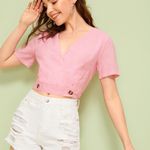 Pink Cropped Tie Shirt Photo 0