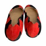 Charlotte Olympia  Rare Suede Black Red Ace of Hearts Designer Flats Sz 39.5 Photo 2