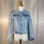 kensie jeans vintage luxe denim jacket light wash distressed size small Blue Photo 2