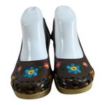 Handmade Leather Huarache Wedge Size 7 Brown Floral Embroidered Mexico Heels Photo 2