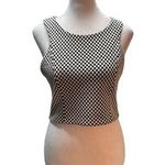 Forever 21 Black & White Checkered Cropped Zip Back Stretchy Lined Tank Top M Photo 0