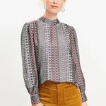 Loft NWT  Long Sleeve Tie Back mock neck blouse Photo 0