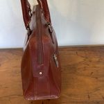 Hobo International  VTG Purse Red Brown Polished Leather Bag Zip Two Handles Photo 7