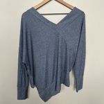 Stella & Dot  Asymmetrical Ribbed Double V Sweater NWT Chambray Blue Grey Small Photo 3