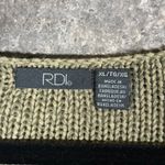 RDI  Sweater Womens Extra Large Green Brown V‎ Neck Elbow Pads Photo 7