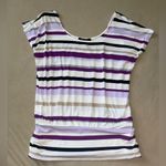White House | Black Market Purple and White Cap Sleeve top size small sleeveless Photo 0