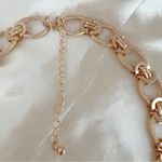 Chunky Oval Link Chain Necklace Rose Gold Textured Statement Choker jewelry Photo 7