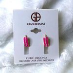 Giani Bernini NWT 18k Gold Over Sterling Silver Magenta Rose CZ Earrings Photo 0