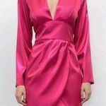 ZARA  Laminated Fuschia Mini Dress Vneck Photo 0
