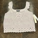 AQUA  Women's Lilac and White Crochet Crop Top Photo 1
