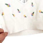 ZARA White Floral Embroidered V Neck Crop Top Fitted Tank Top Medium Photo 6