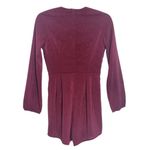 Tobi Oxblood Long Sleeve Short Romper with Deep V-Neck Size Small Photo 1