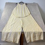 Rachel Zoe Linen Jumpsuit Wide Leg Striped Sleeveless Casual Vacation Size 12 Photo 0