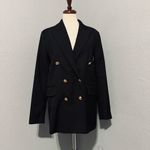 ZARA  Bloggers Fav Black Double Breasted Lapel Collar Shoulder Pads Blazer Size M Photo 2