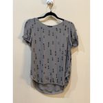 Theory Silk Baji Blouse in Gray Size Small NWT Metal Disc Waterfall Sequins Photo 1