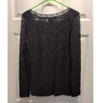 Chico's Size Small (0) Black Lace Overlay Long Sleeve Lined Nylon Top Photo 2