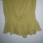 Newport News  1X Cotton Short Sleeved Mustard Drawstring Neck Peasant Crop Top Photo 3